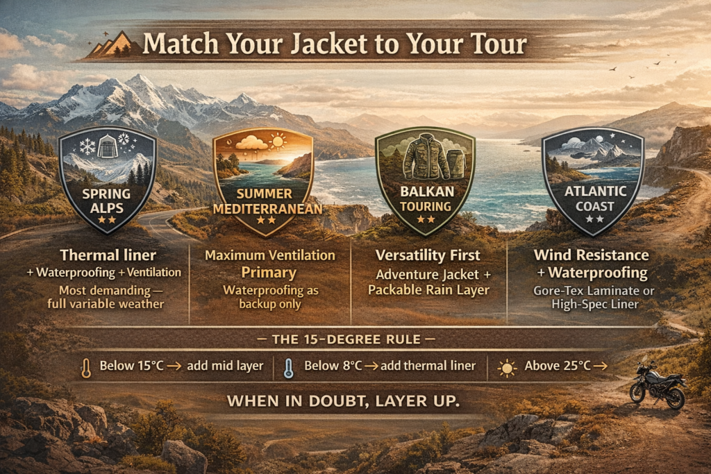 motorcycle touring jacket tour matching guide