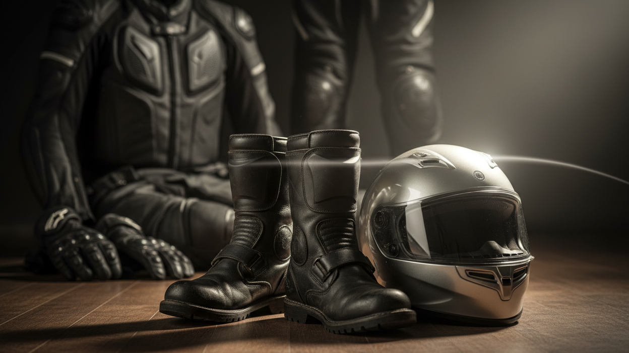 Motorcycle Riding Gear: The Complete Guide Motorcycle helmet and boots, the two priority items in a limited gear budget