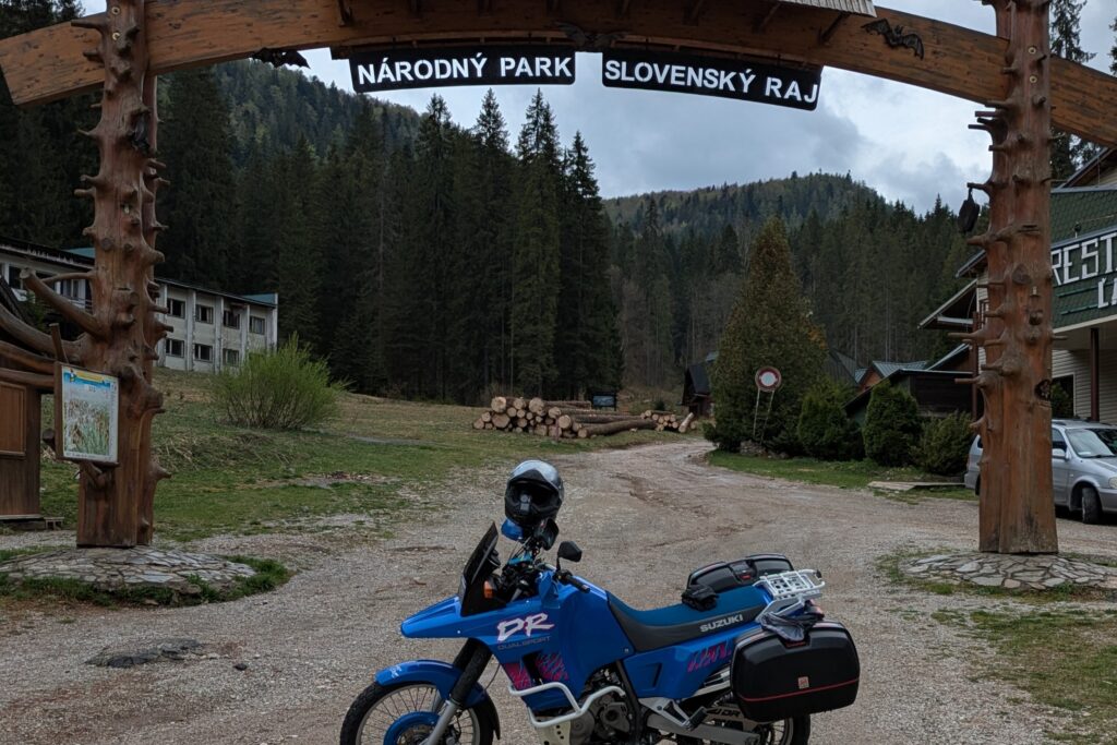 Slovakia Motorcycle Travel Guide: Routes and Top Tips Motorcycle at the entrance to Slovenský Raj National Park, Slovakia